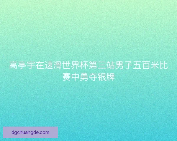 高亭宇在速滑世界杯第三站男子五百米比赛中勇夺银牌